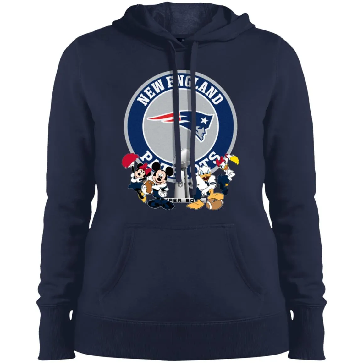 Nfl – New England Patriots Super Bowl 2019 Mickey Mouse Minnie Mouse Donald Duck Daisy Duck Football Women Hooded Sweatshirt