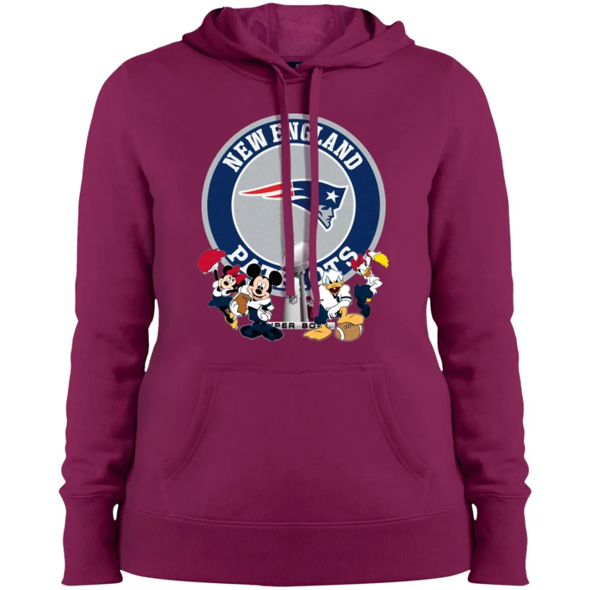 Nfl – New England Patriots Super Bowl 2019 Mickey Mouse Minnie Mouse Donald Duck Daisy Duck Football Women Hooded Sweatshirt