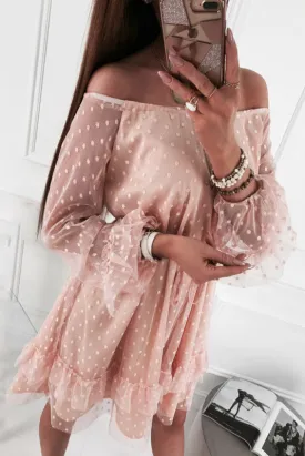 Off-the-shoulder Polka Dot Tulle Dress