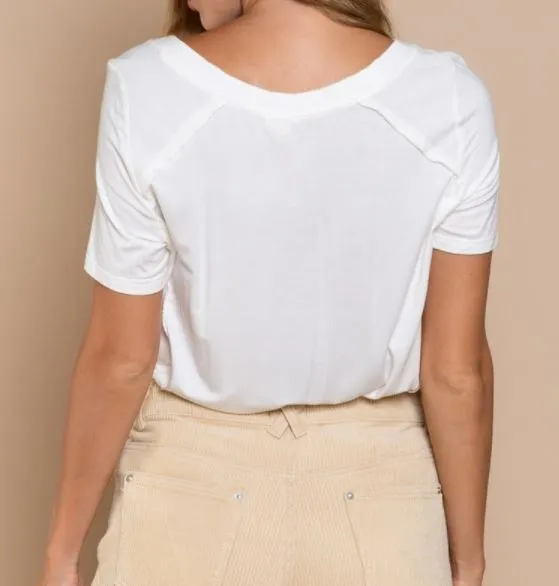 Off White V-Neck Top