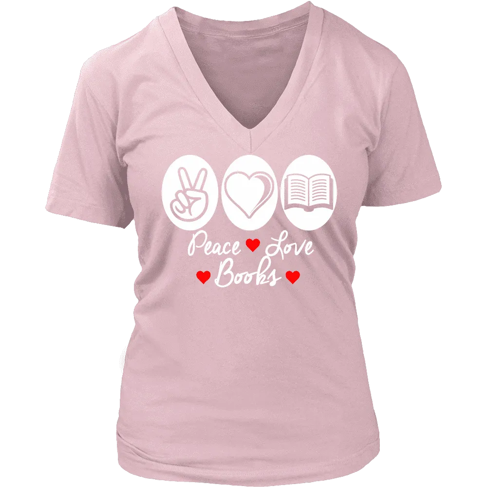 Peace, Love , Books - V-neck style