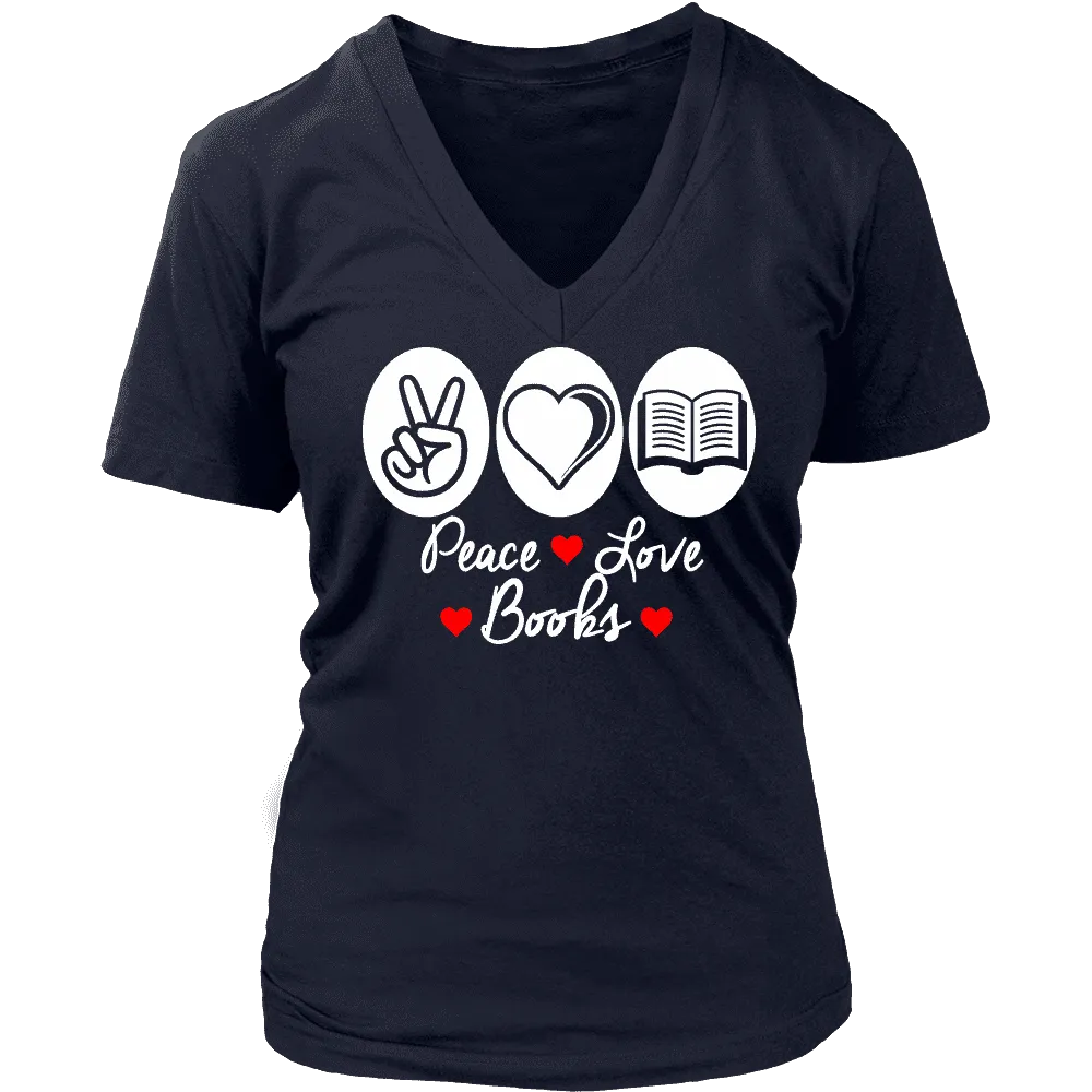 Peace, Love , Books - V-neck style