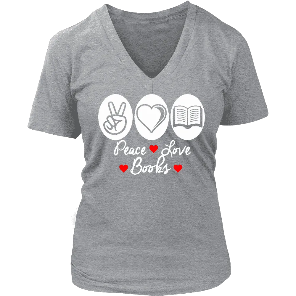 Peace, Love , Books - V-neck style