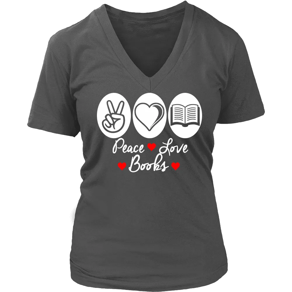 Peace, Love , Books - V-neck style