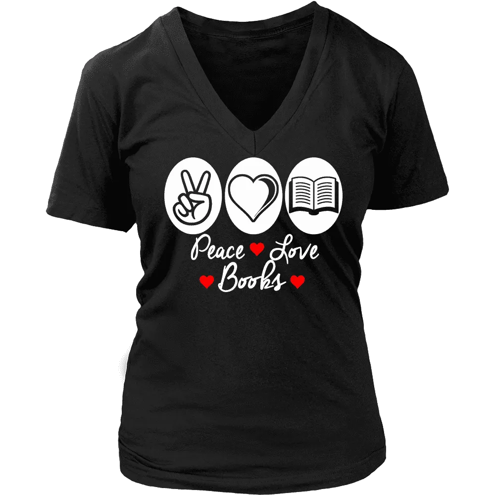 Peace, Love , Books - V-neck style
