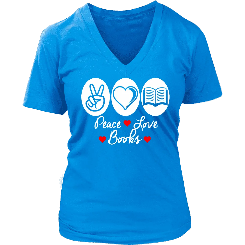 Peace, Love , Books - V-neck style