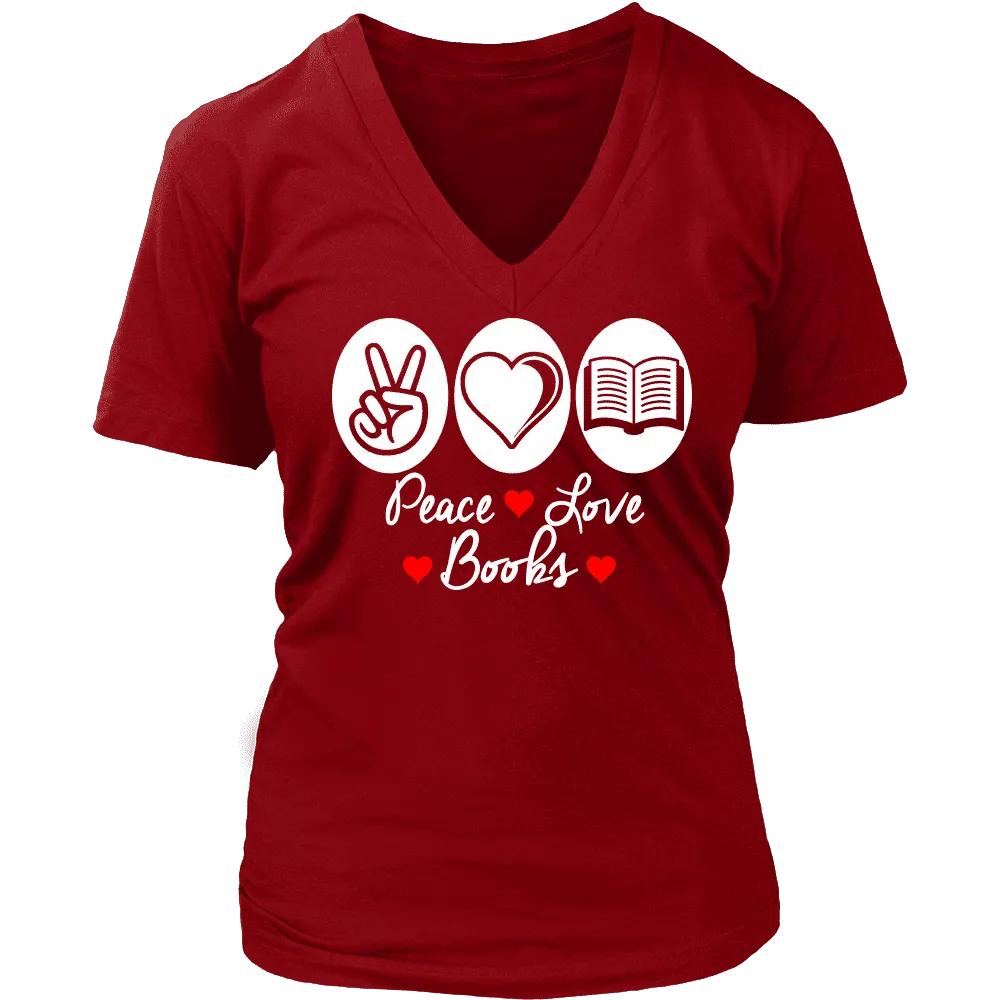 Peace, Love , Books - V-neck style