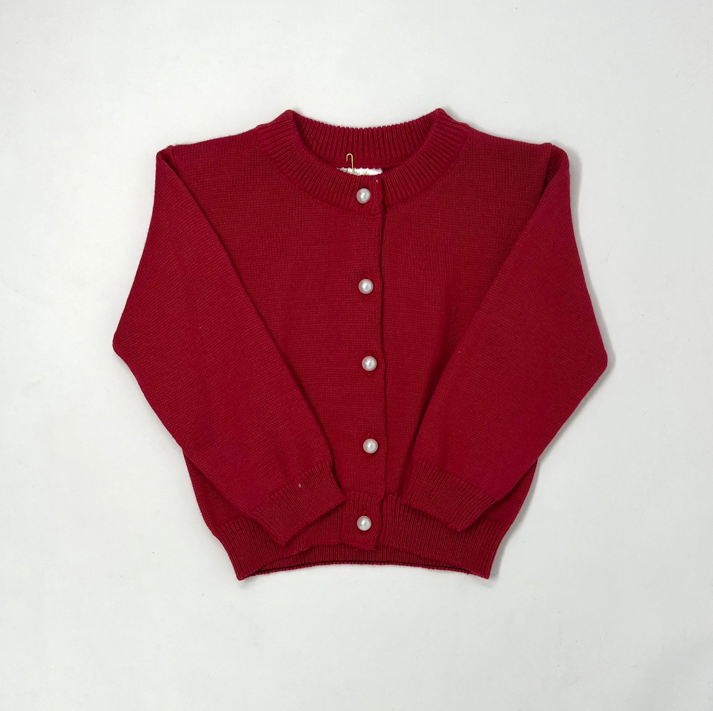Pearl Button Cardigan - Red