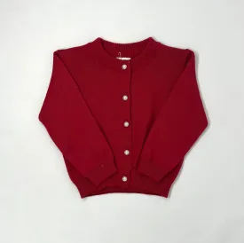 Pearl Button Cardigan - Red