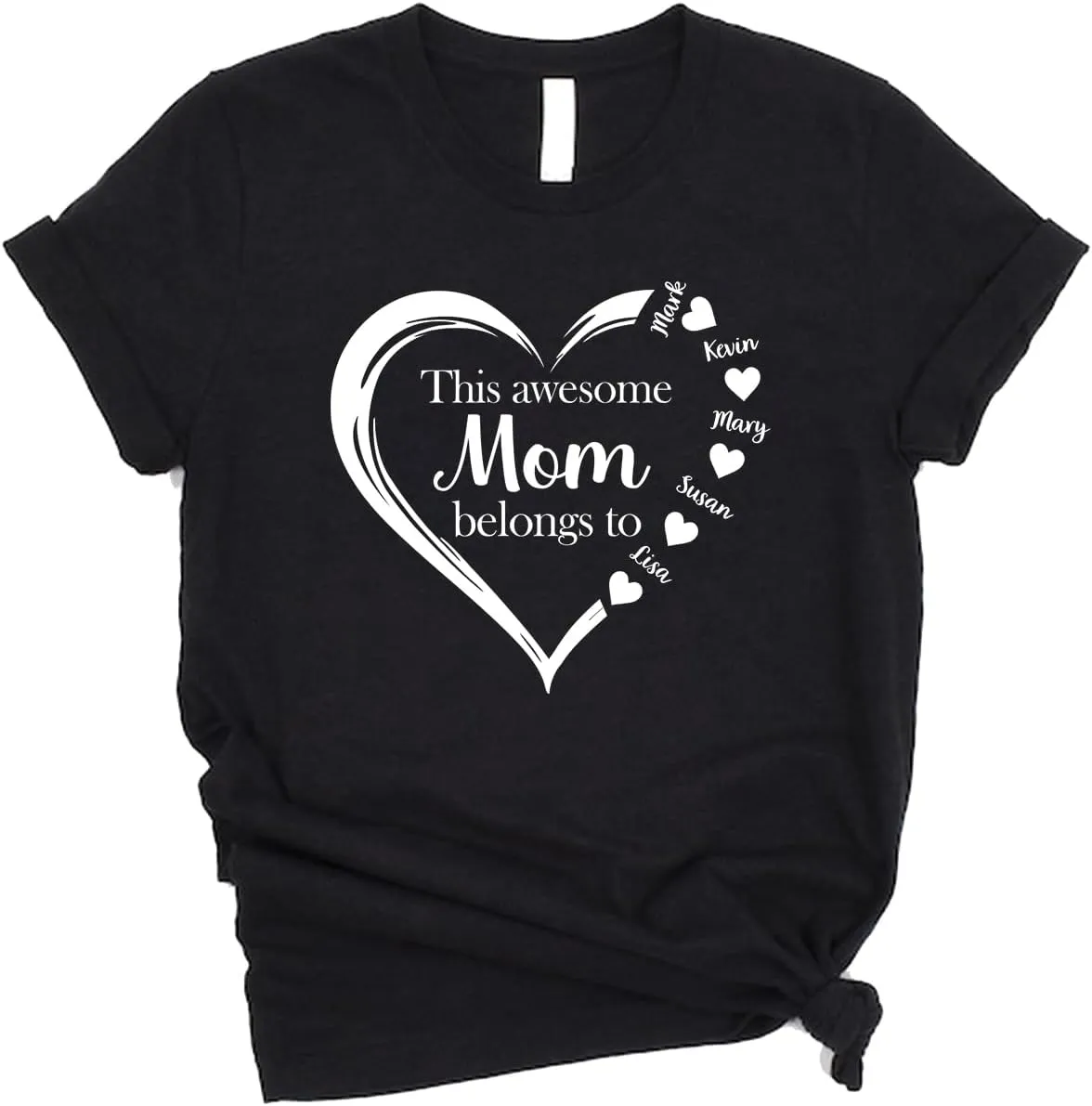 Personalized This Awesome Mom Belongs to Shirt, Heart Shirt for Mom with Kid Name, Shirt for Mama, Mom, Mommy