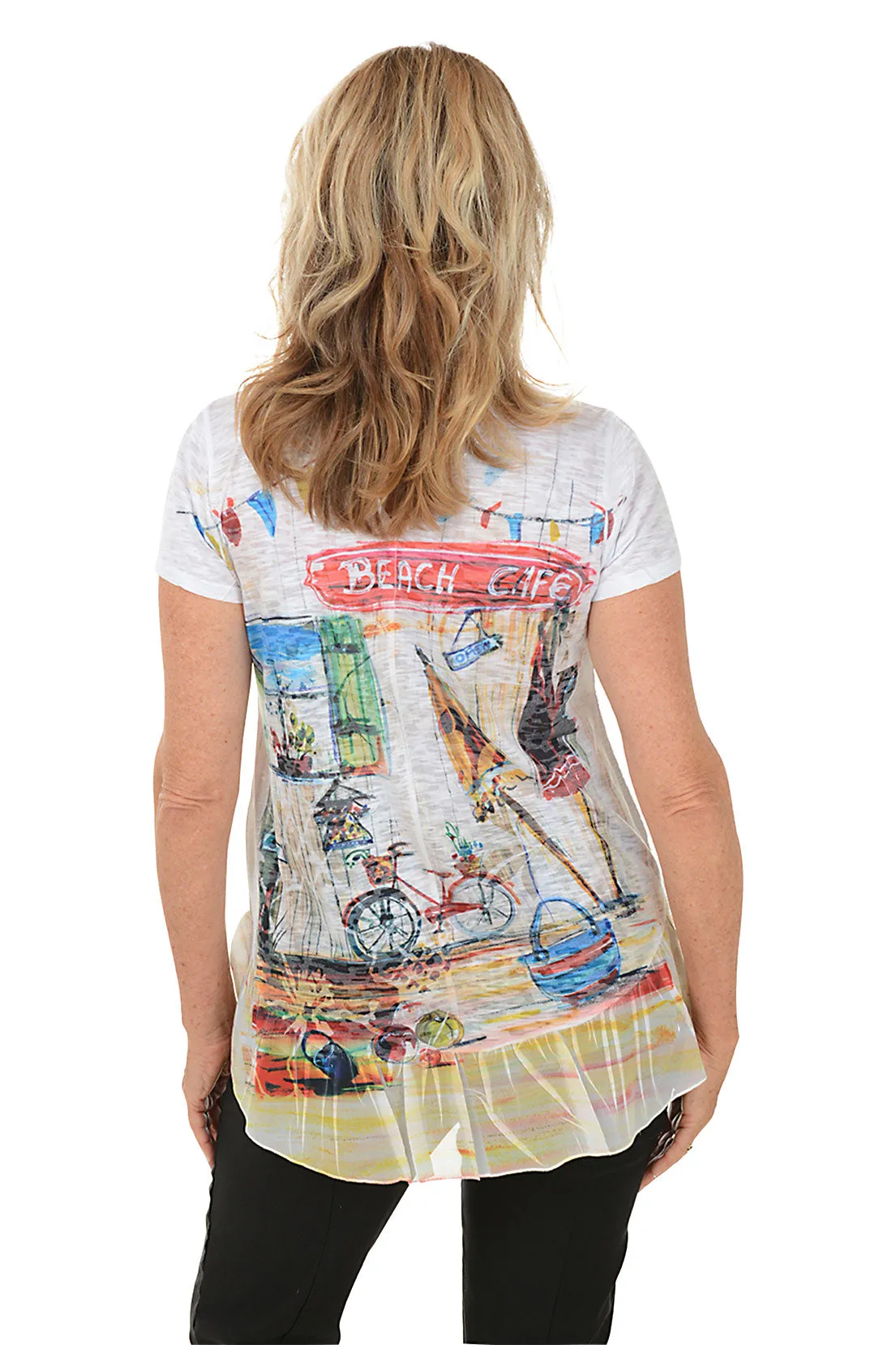 Petite Beach Cafe Burnout Knit Top