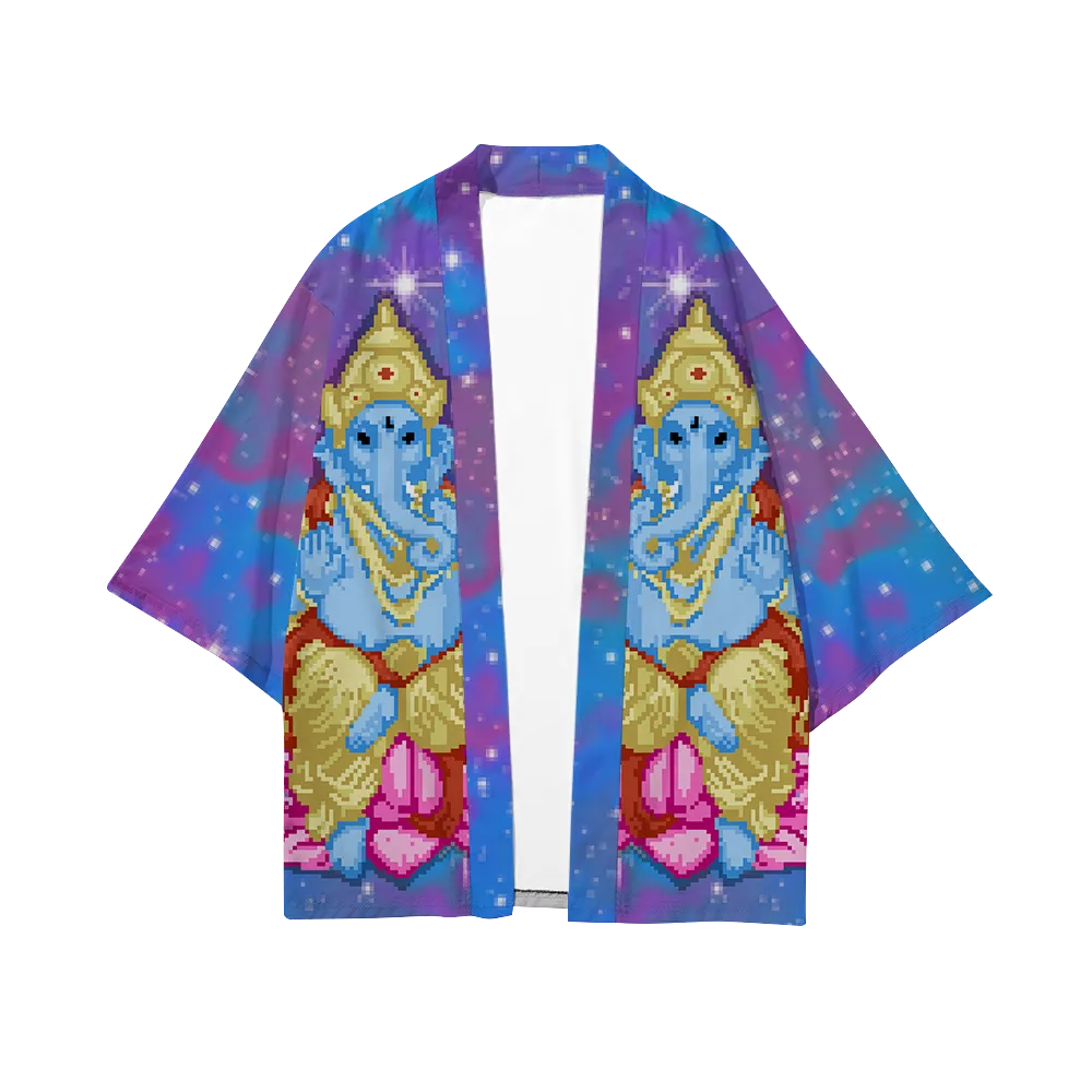 Pixel Ganesha All Over Print Men's Short Coat