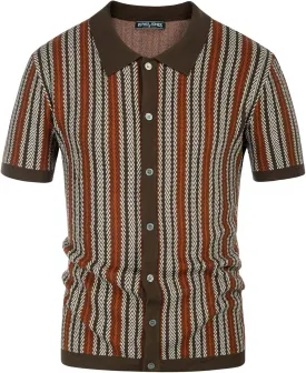 PJ PAUL JONES Men's Polo Shirts Retro Knit Shirt Vintage Striped Shirt