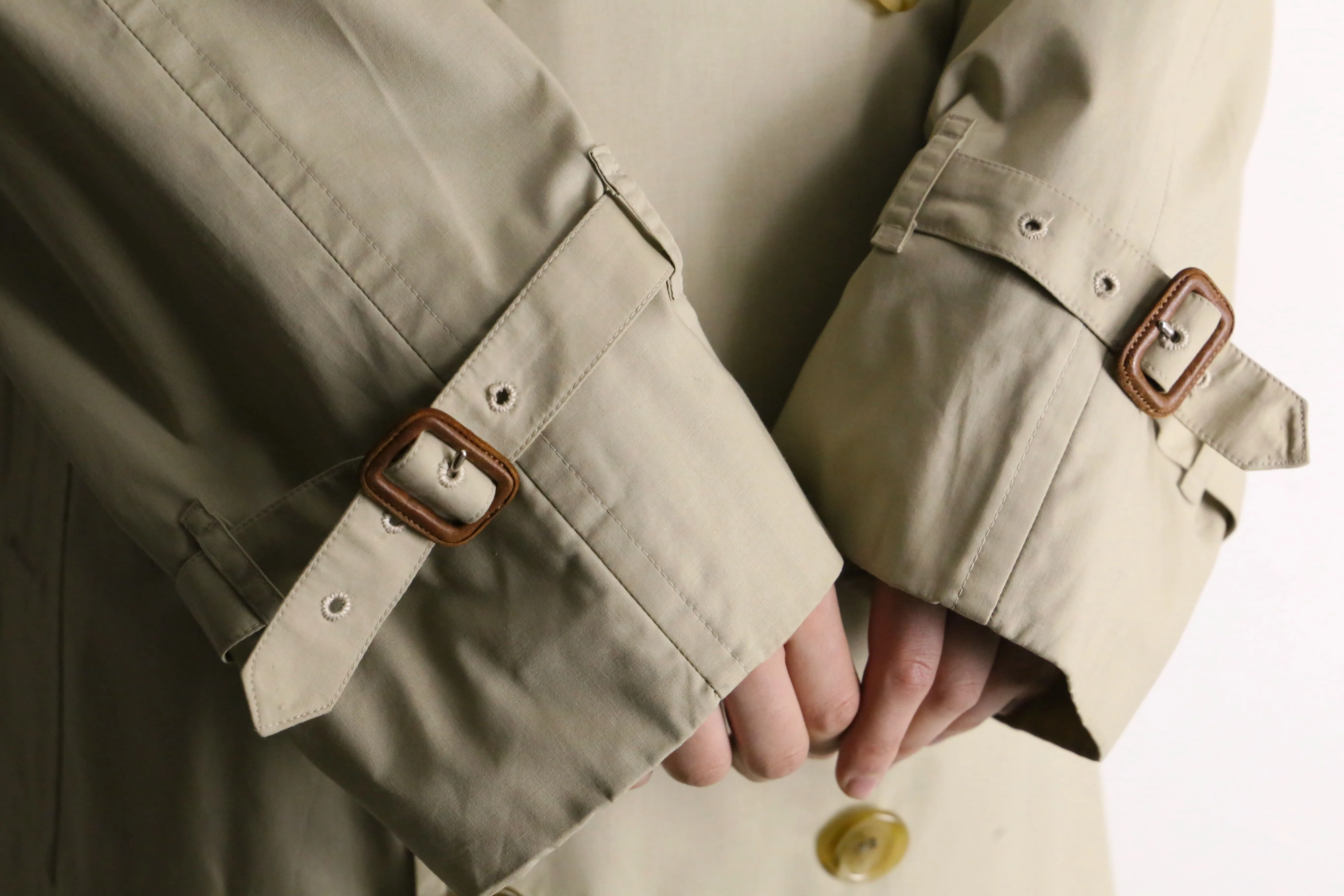 "Burberry's" natural beige long trench coat