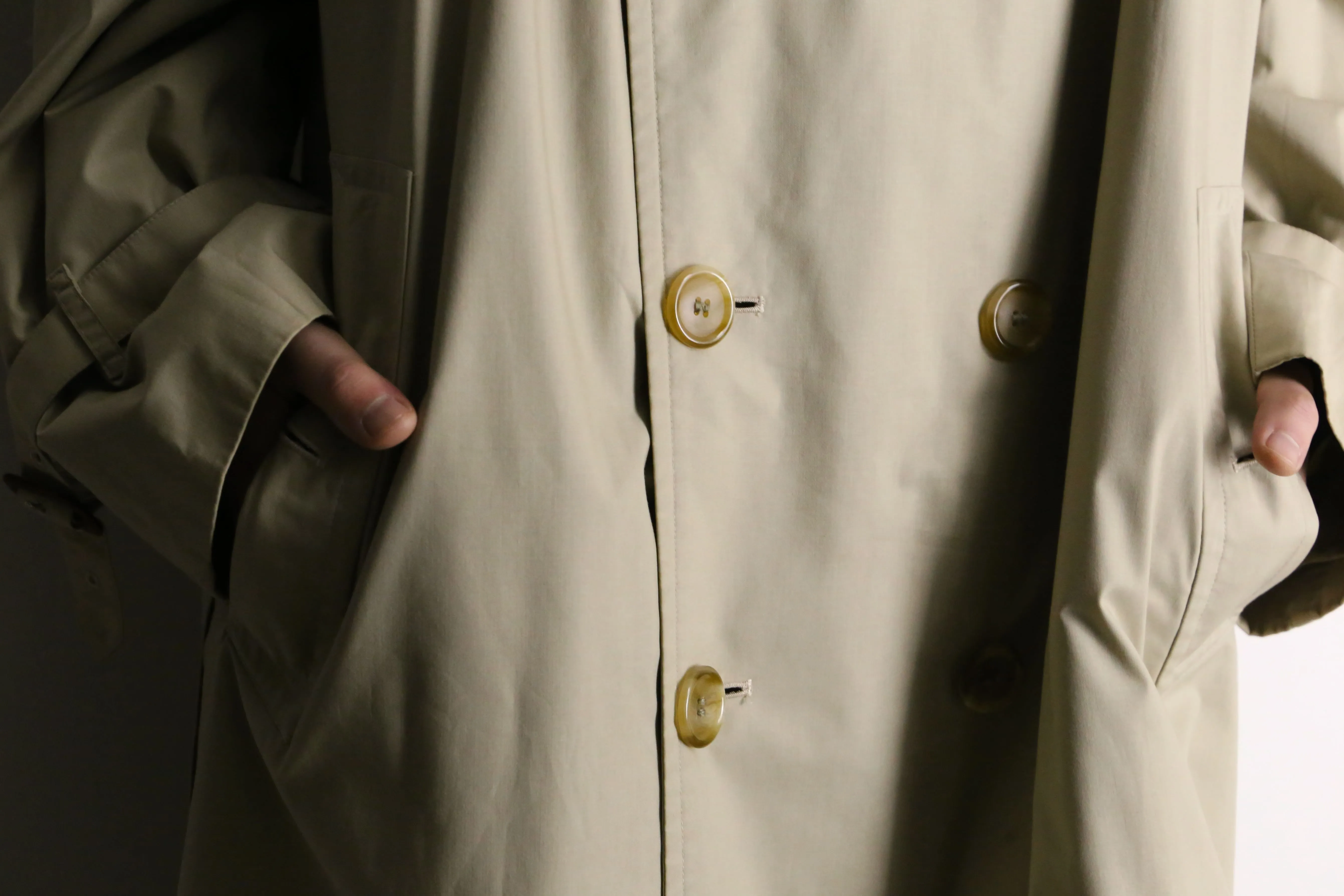"Burberry's" natural beige long trench coat