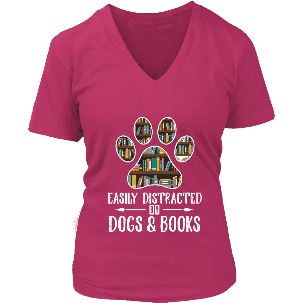 "Dogs and books" V-neck Tshirt