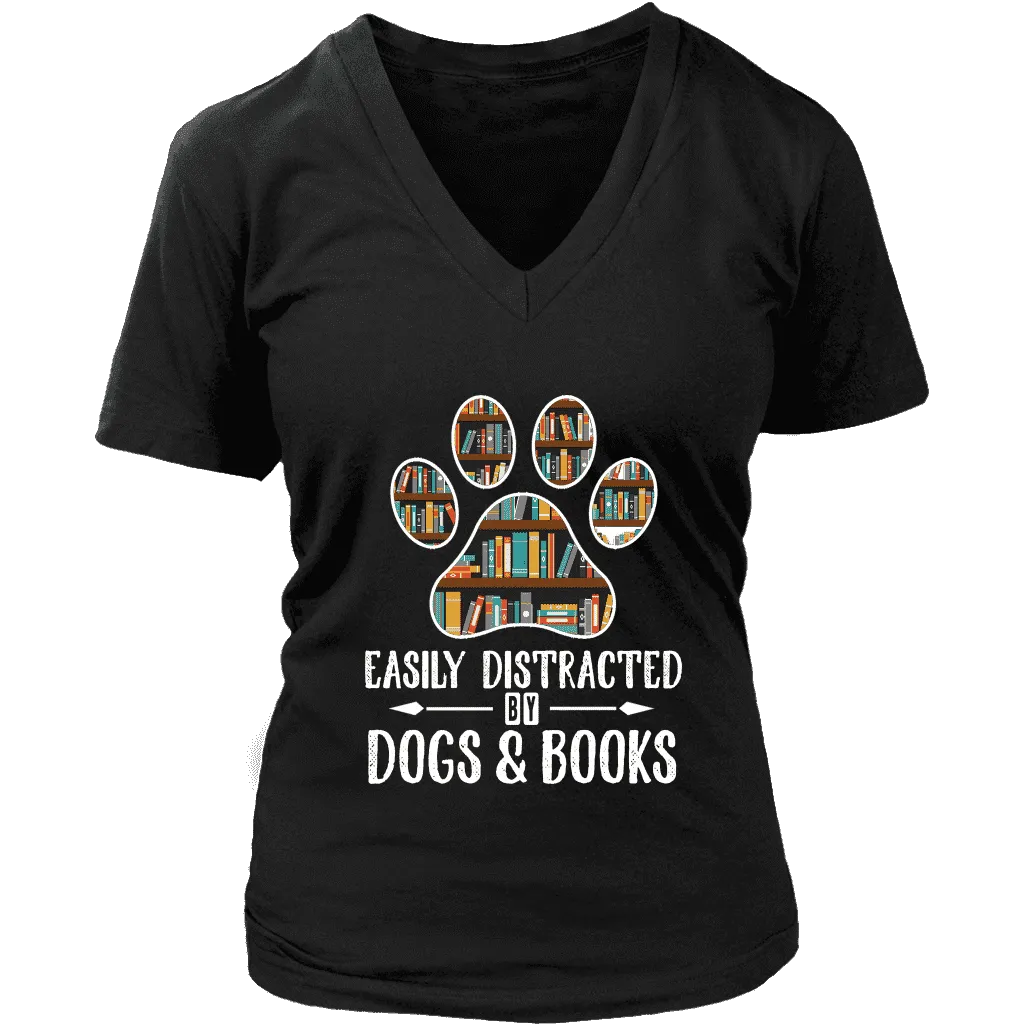 "Dogs and books" V-neck Tshirt