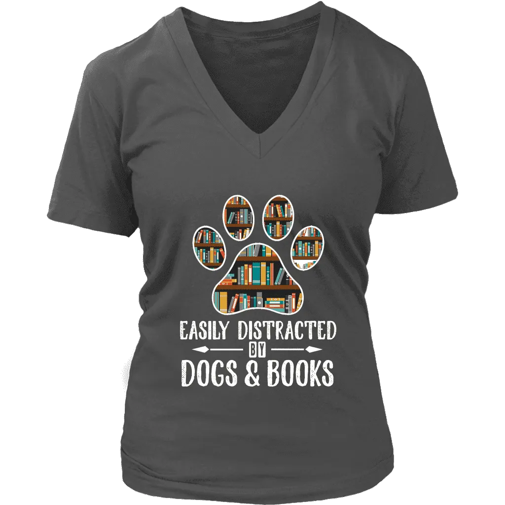 "Dogs and books" V-neck Tshirt