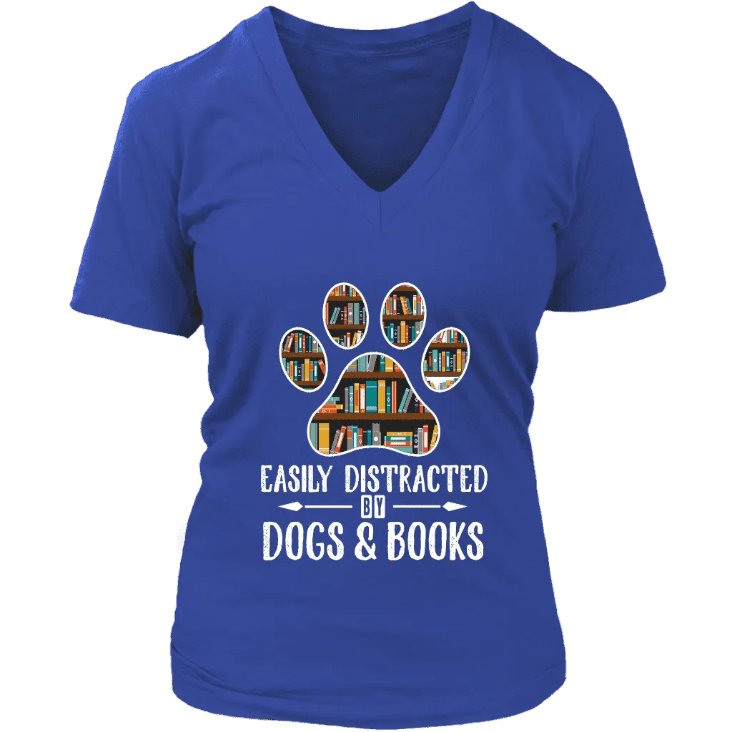 "Dogs and books" V-neck Tshirt