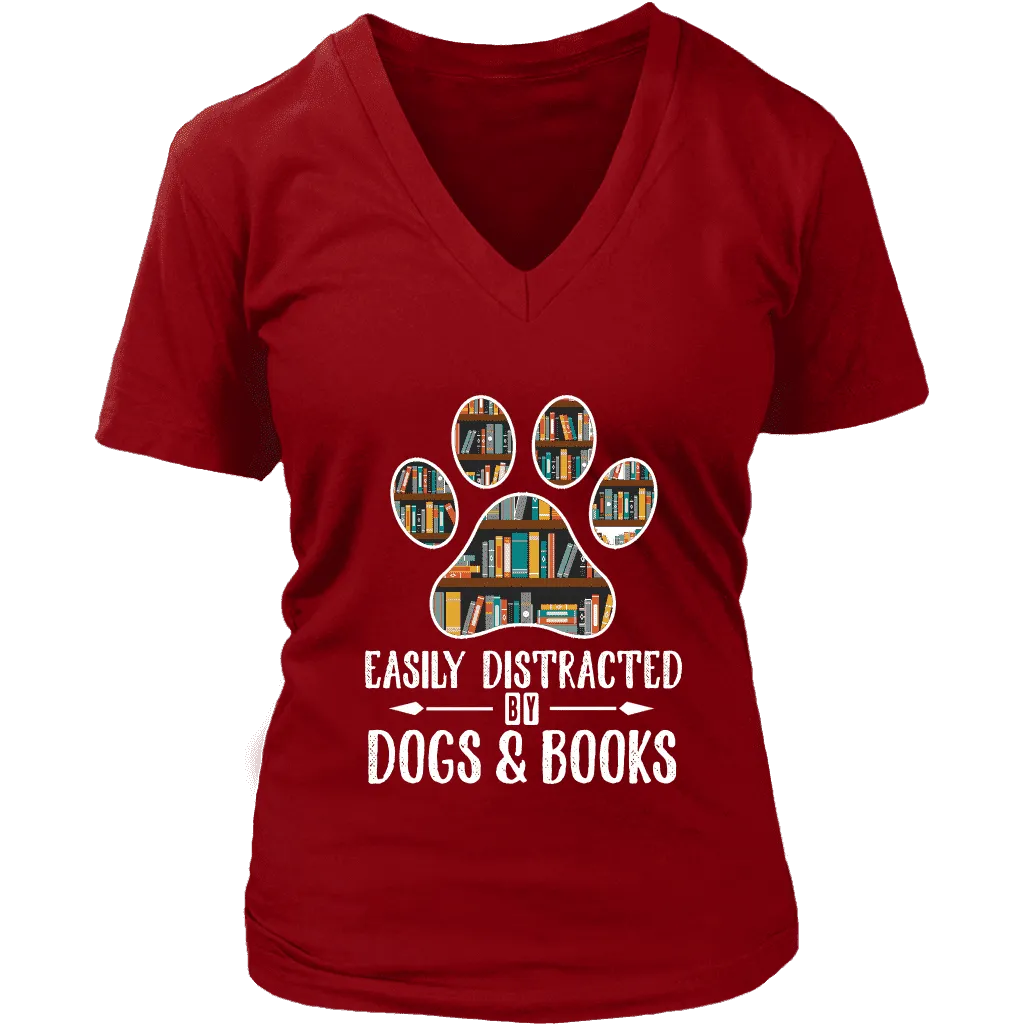 "Dogs and books" V-neck Tshirt