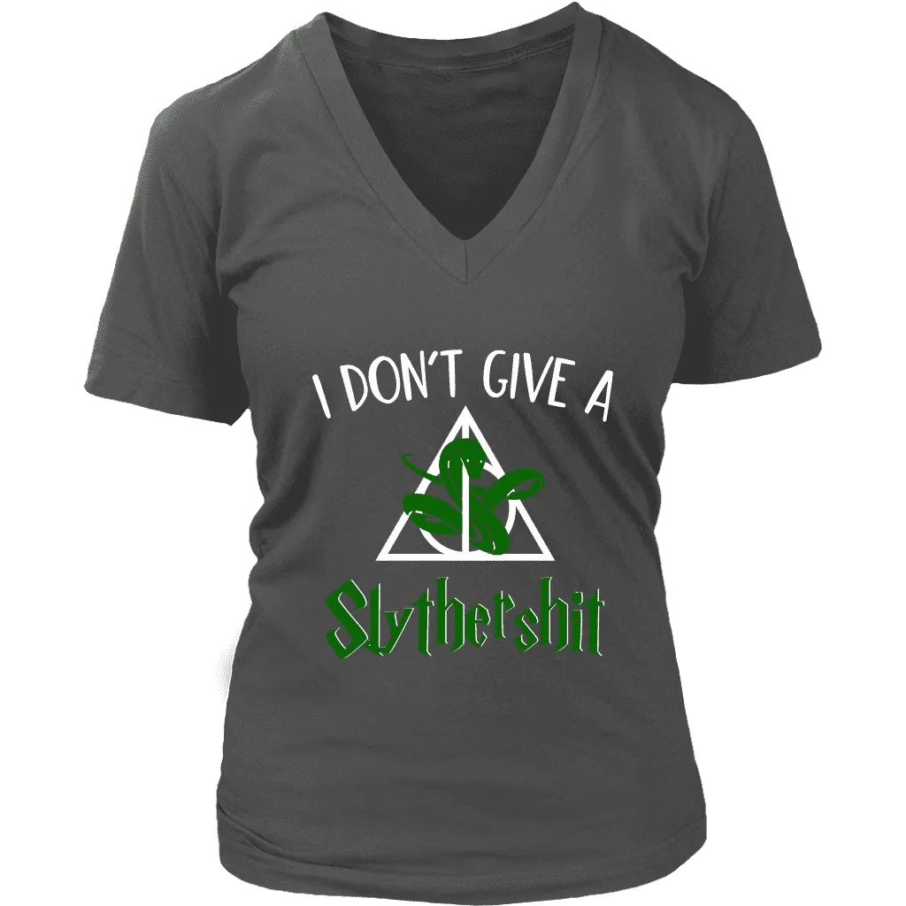 "i Don't Give A Slythershit" V-neck Tshirt