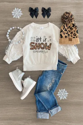 "Let It Snow Somewhere Else" Tulle Sleeve Top