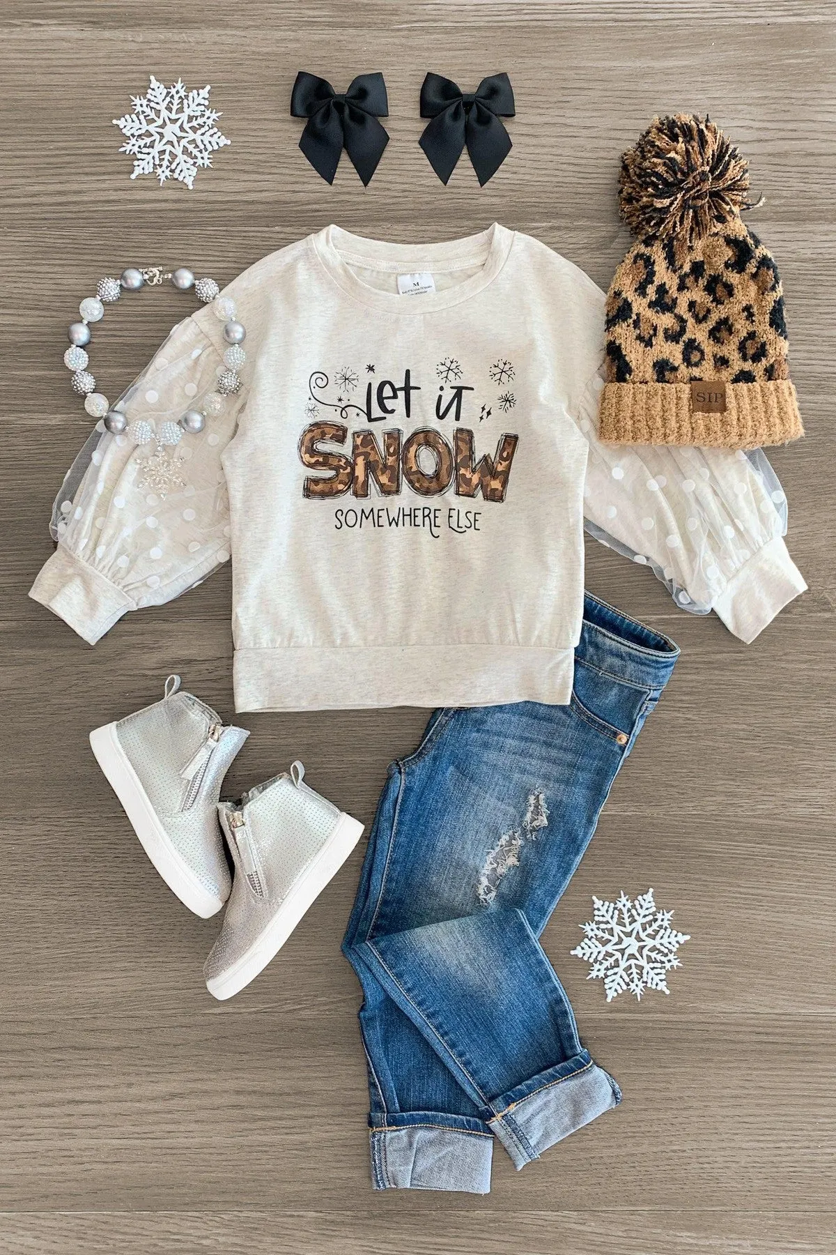 "Let It Snow Somewhere Else" Tulle Sleeve Top