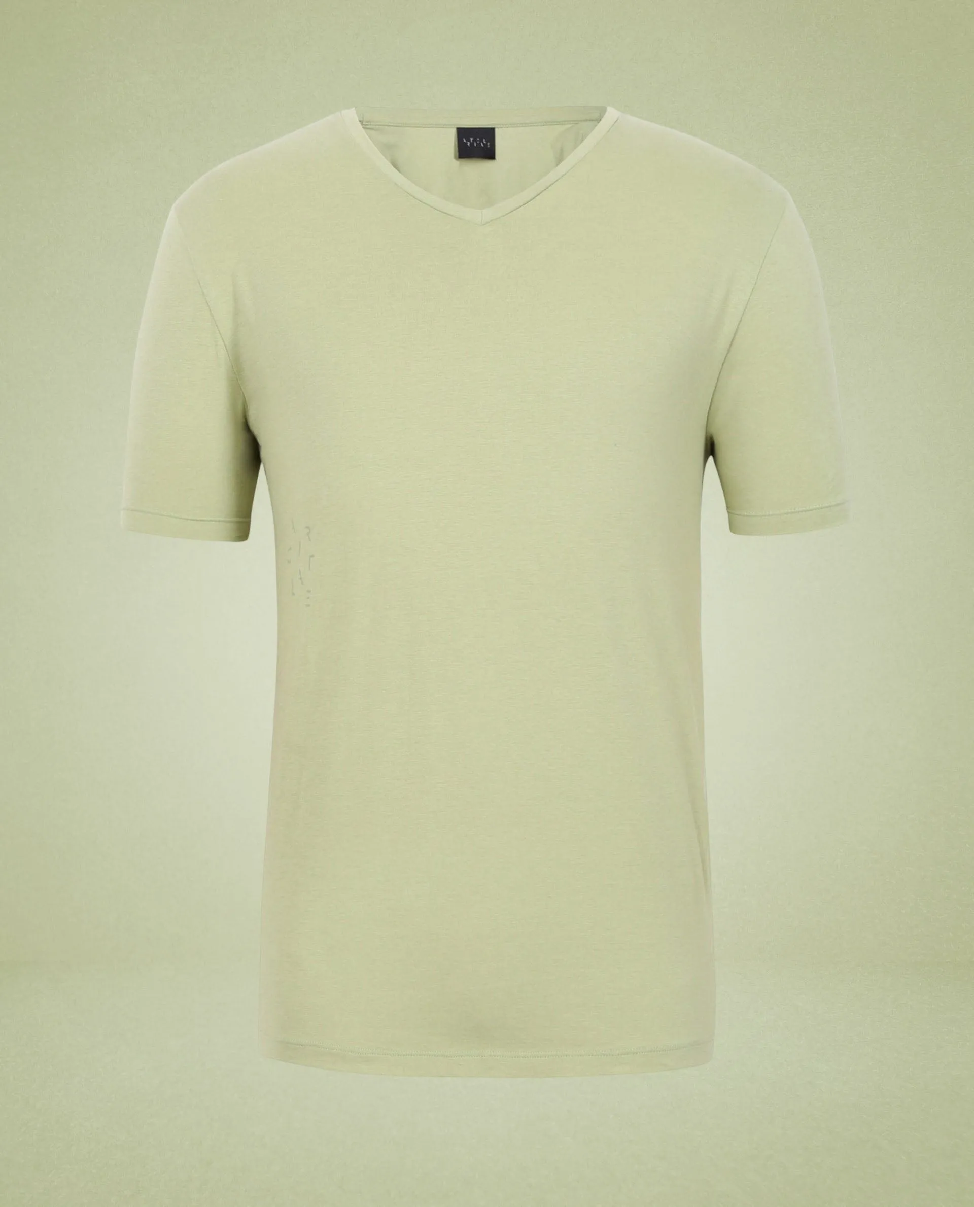Rare Rabbit Articale Men's Cleok Green Solid V-Neck Relaxed Fit Half Sleeves T-Shirt