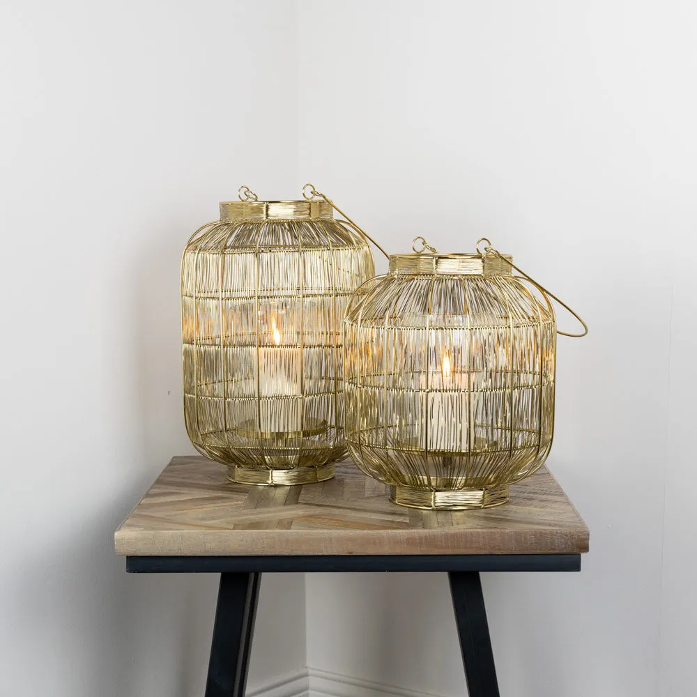Reva Wire Lantern Gold Medium