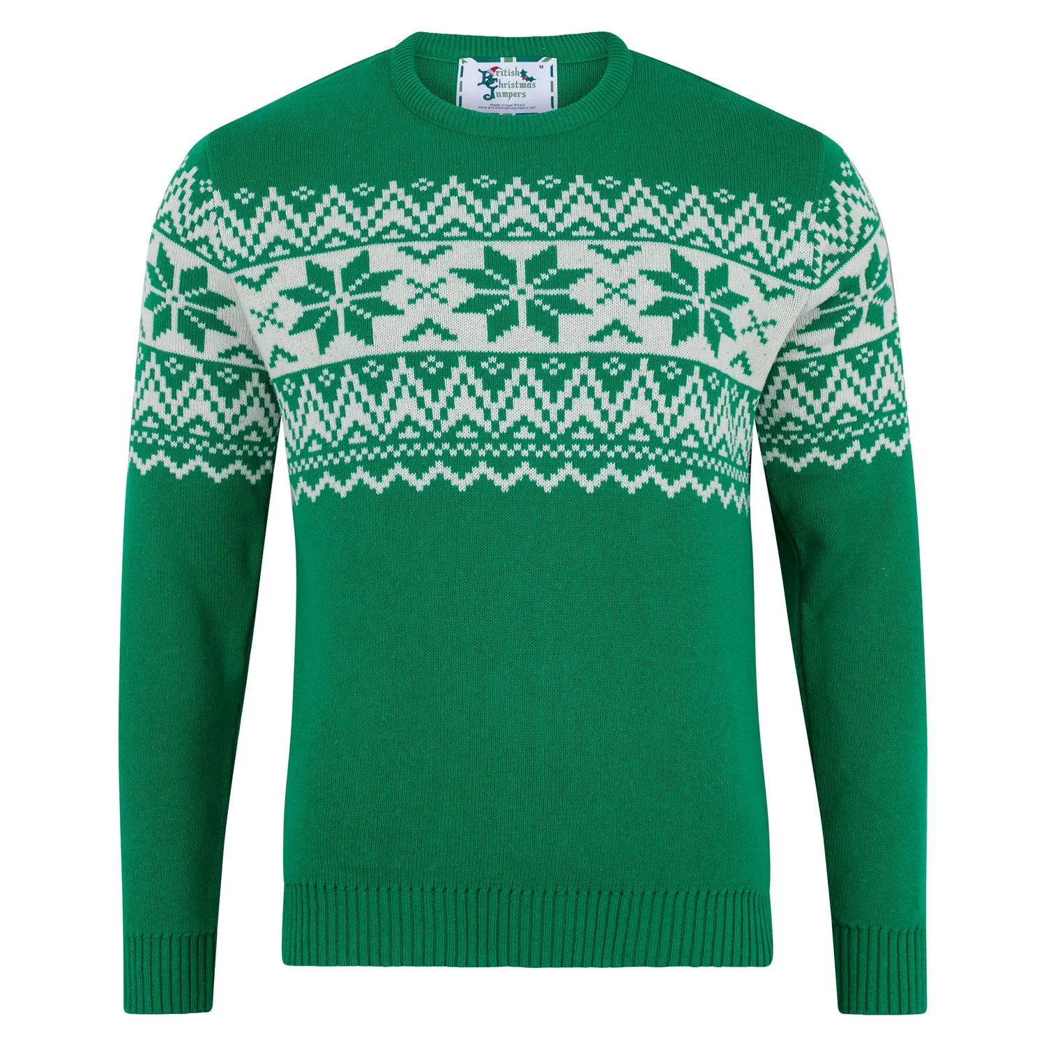 Santa's Seconds - The Nordic Fairisle Men's Eco Christmas Jumper -  Green