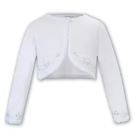 Sarah Louise - White bolero with pale blue embroidery