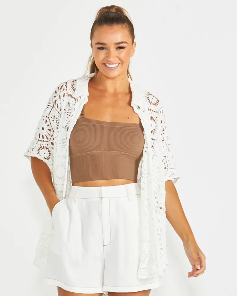 Sass Clover Lace Shirt - White