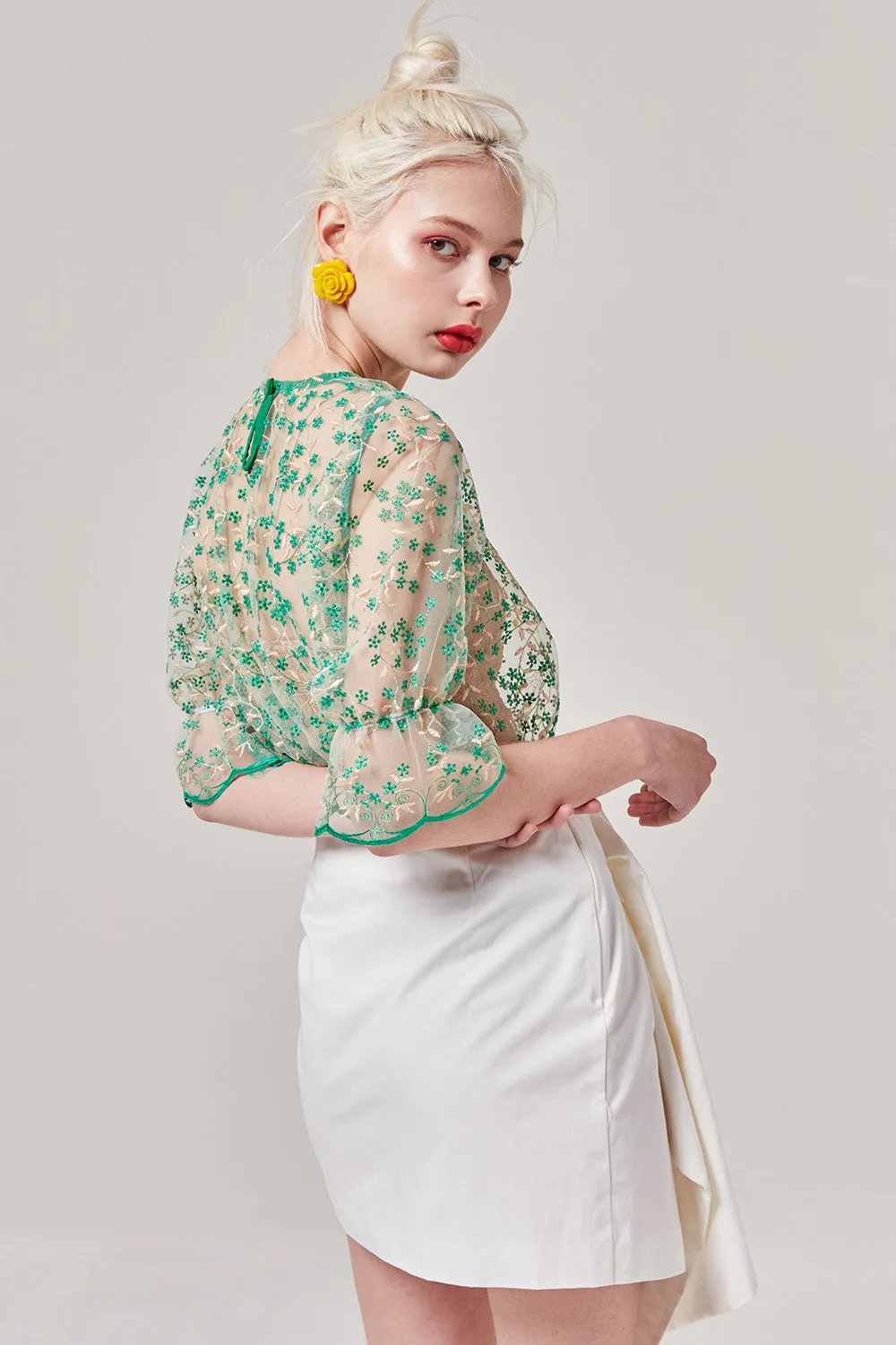 Sheer Embroidered Floral Top