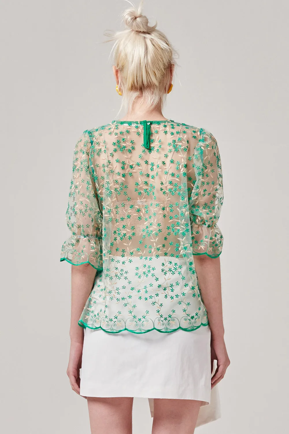 Sheer Embroidered Floral Top