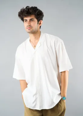 Solid Mens Fluidic Oversized Shirt - White