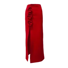 Solid Patchwork Appliques Sexy Skirts For Women High Waist Split Thigh Temperament A Line Skirt Female Fashion Clothing
