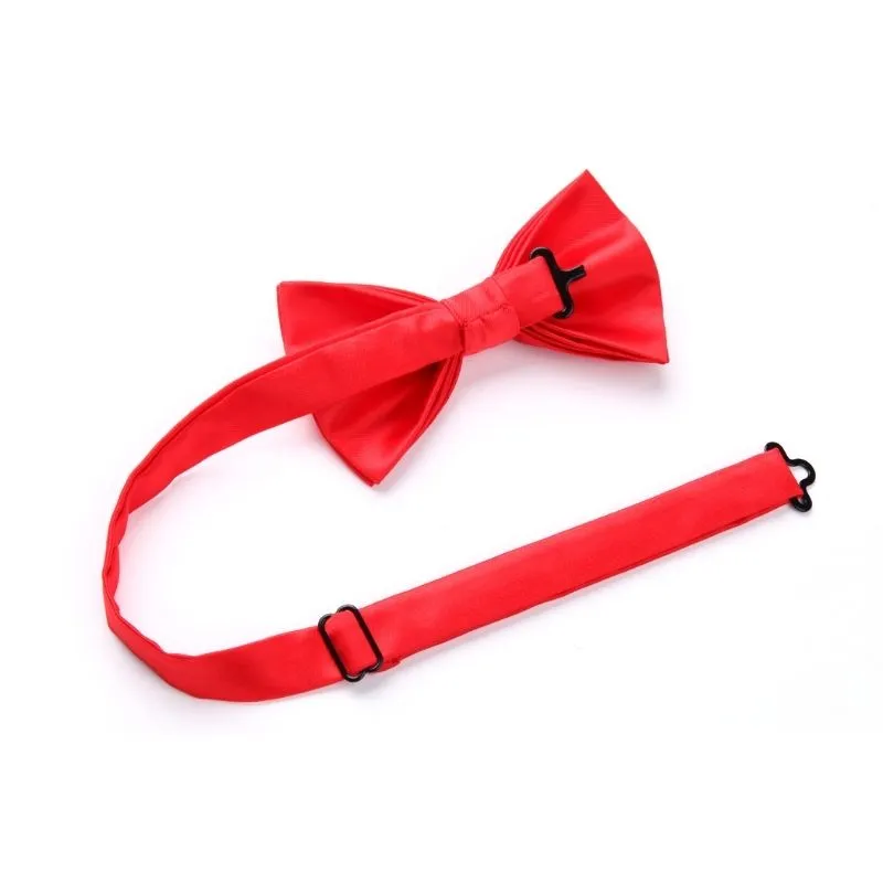 Solid Suspender Pre-Tied Bow Tie Handkerchief - A9-RED