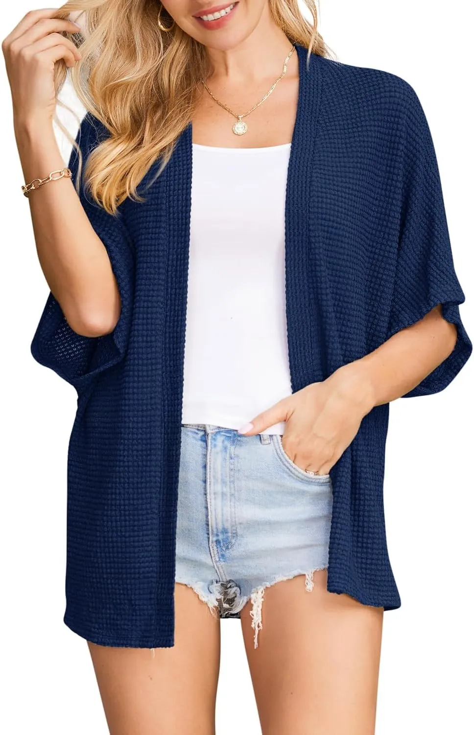 STYLEWORD Women's Summer Fashion Cardigan Lightweight Short Sleeve Beach Cover Up Kimonos