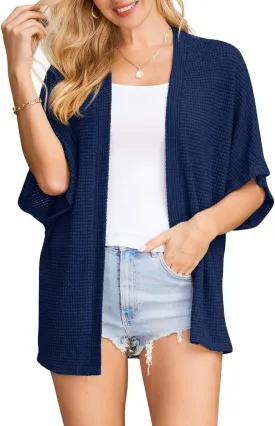 STYLEWORD Women's Summer Fashion Cardigan Lightweight Short Sleeve Beach Cover Up Kimonos