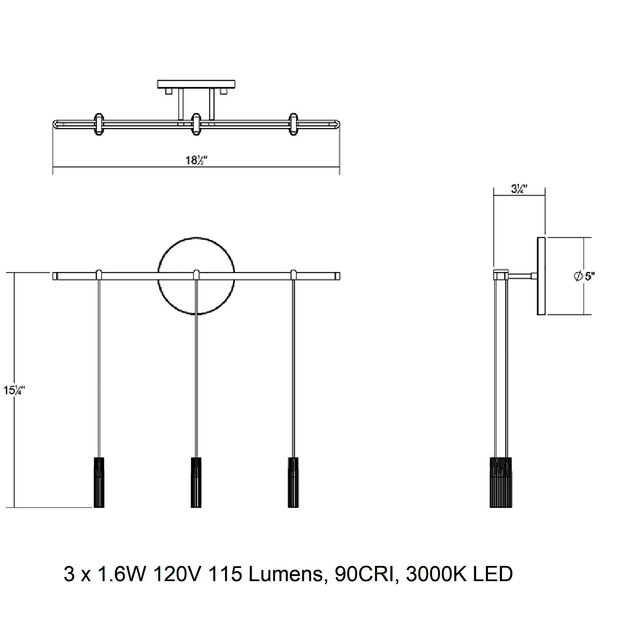 Suspenders 18 inch Bar Wall Light