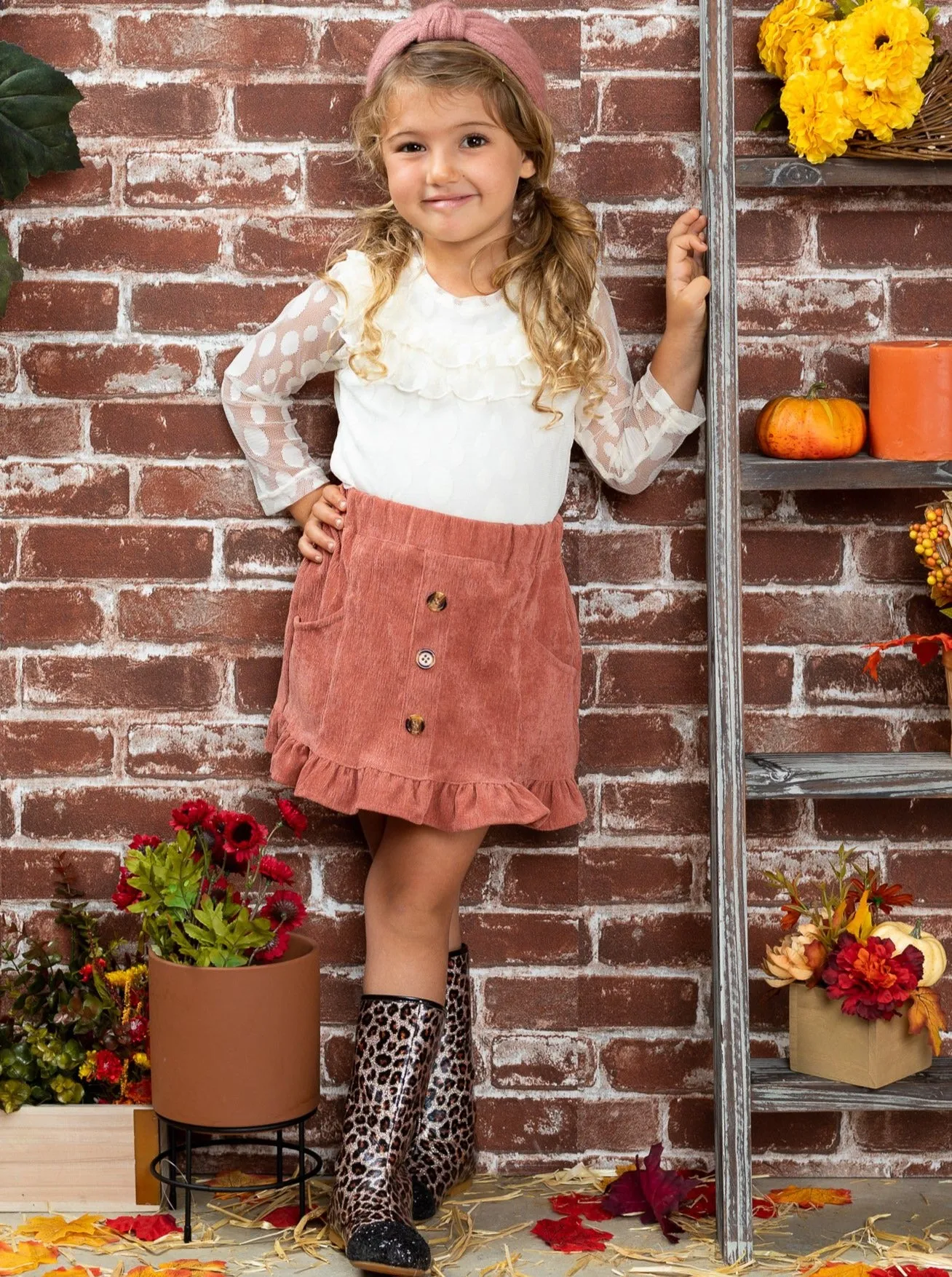 Swiss Dot Miss Velvet Skirt Set