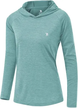 TBMPOY Womens UPF 50  Sun Protection Hoodie Shirt Long Sleeve Fishing Hiking Outdoor UV Shirt Lightweight