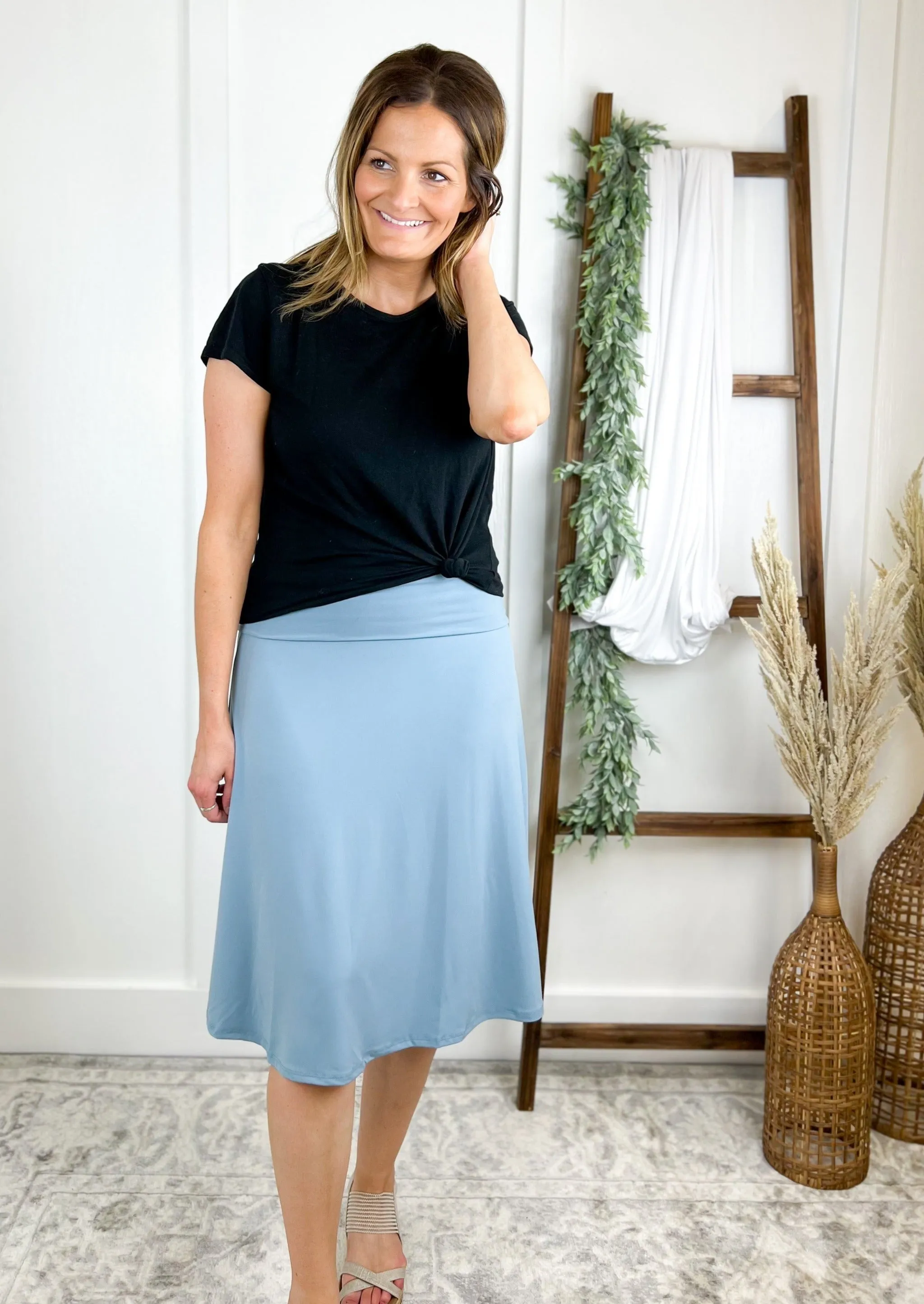 The Callie Casual A-line Skirt - Blue