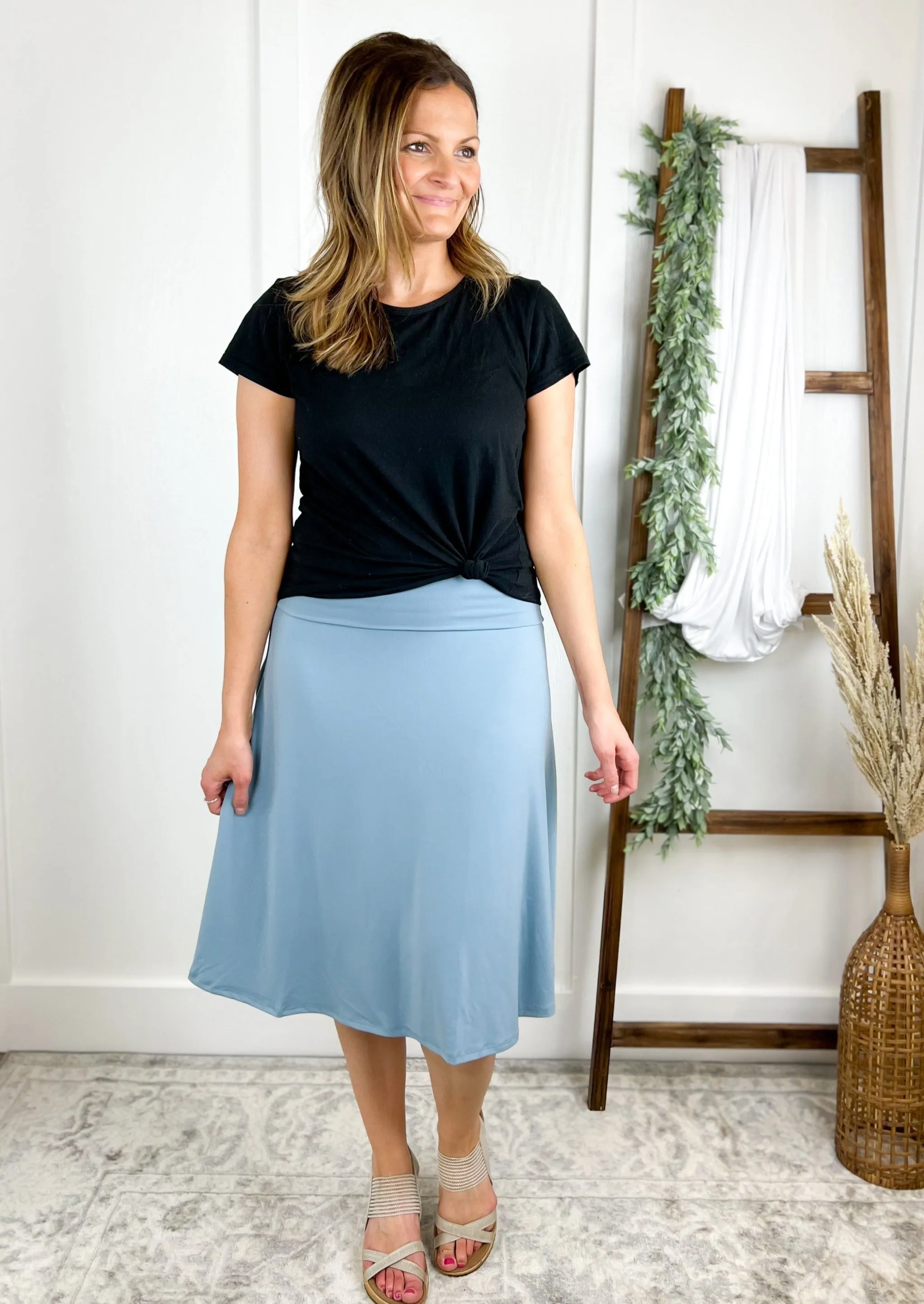The Callie Casual A-line Skirt - Blue
