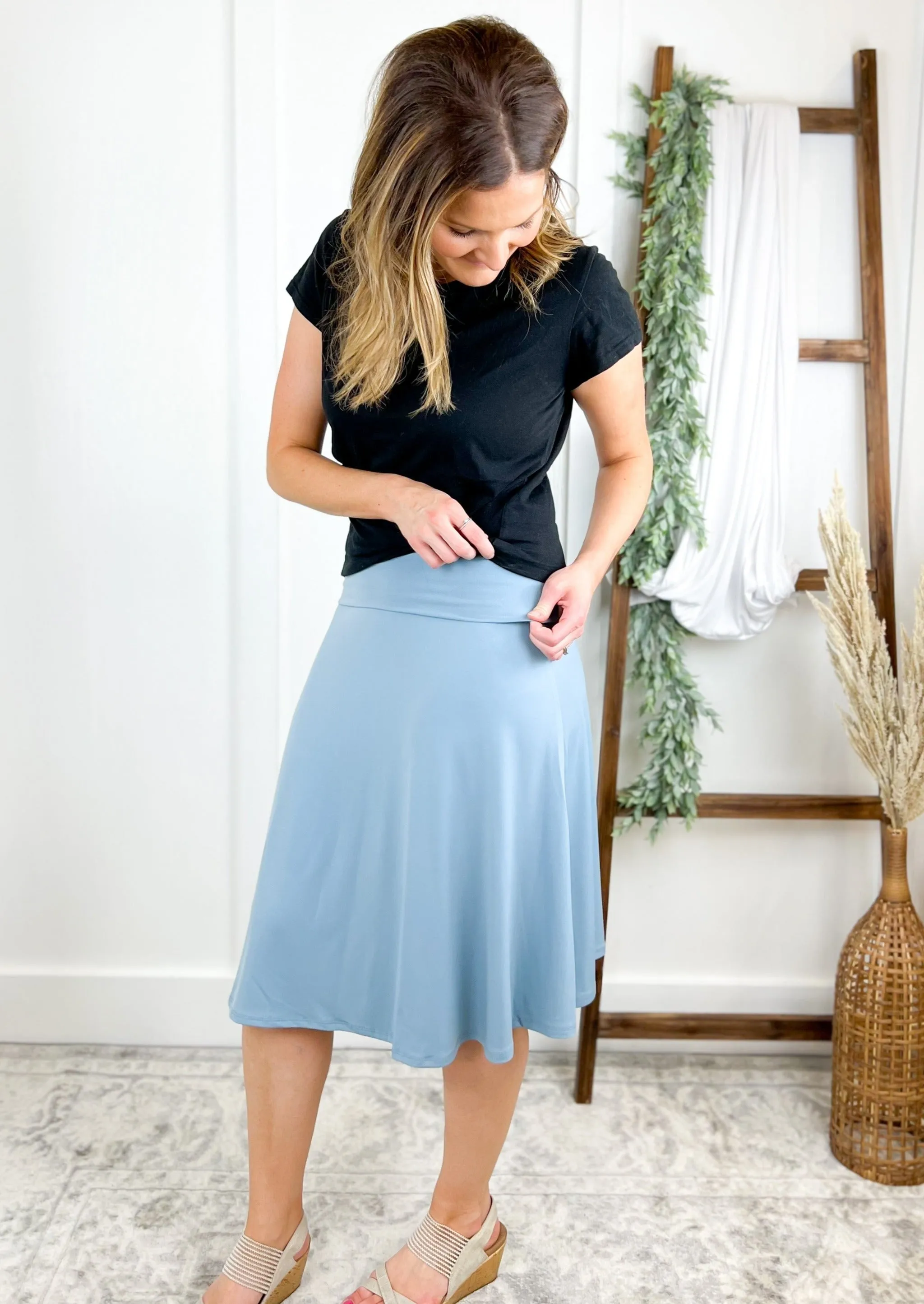 The Callie Casual A-line Skirt - Blue