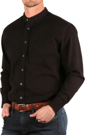 Traditional Irish Grandfather Shirt, Men's Casual Long Sleeve Button Down Collarless Dress Shirt