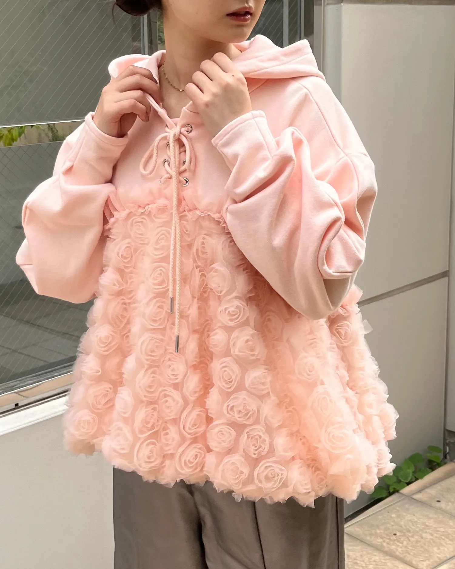 tulle docking hoodie（pink）