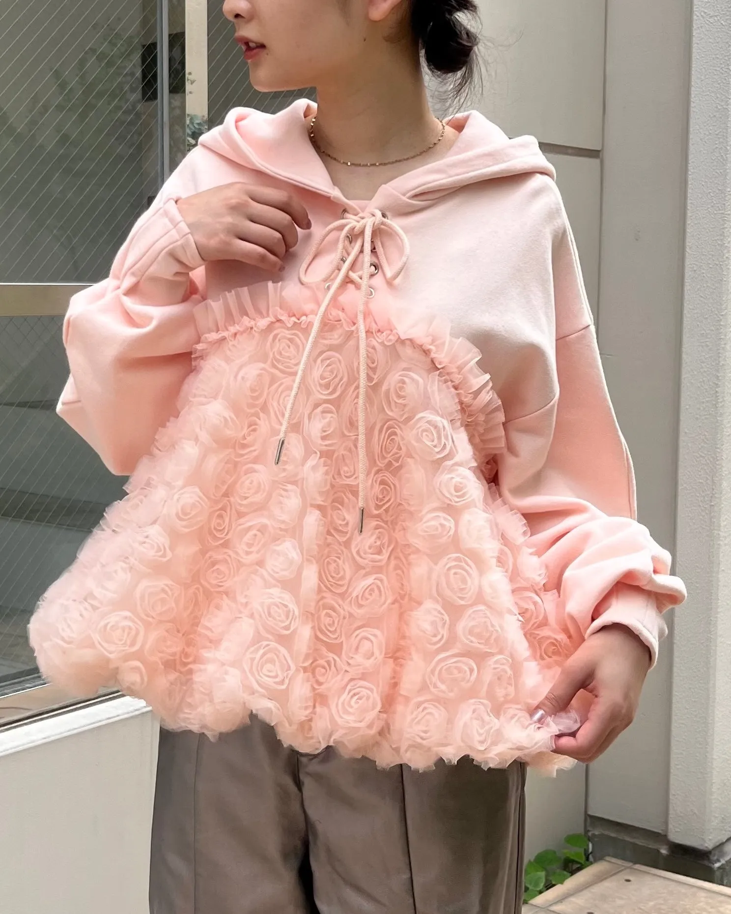tulle docking hoodie（pink）