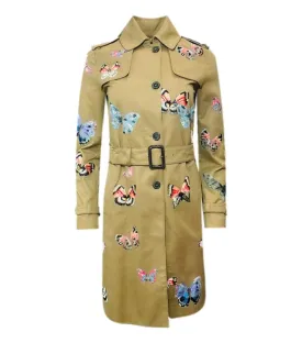 Valentino Embroidered Butterfly Trench Coat. Size 38IT