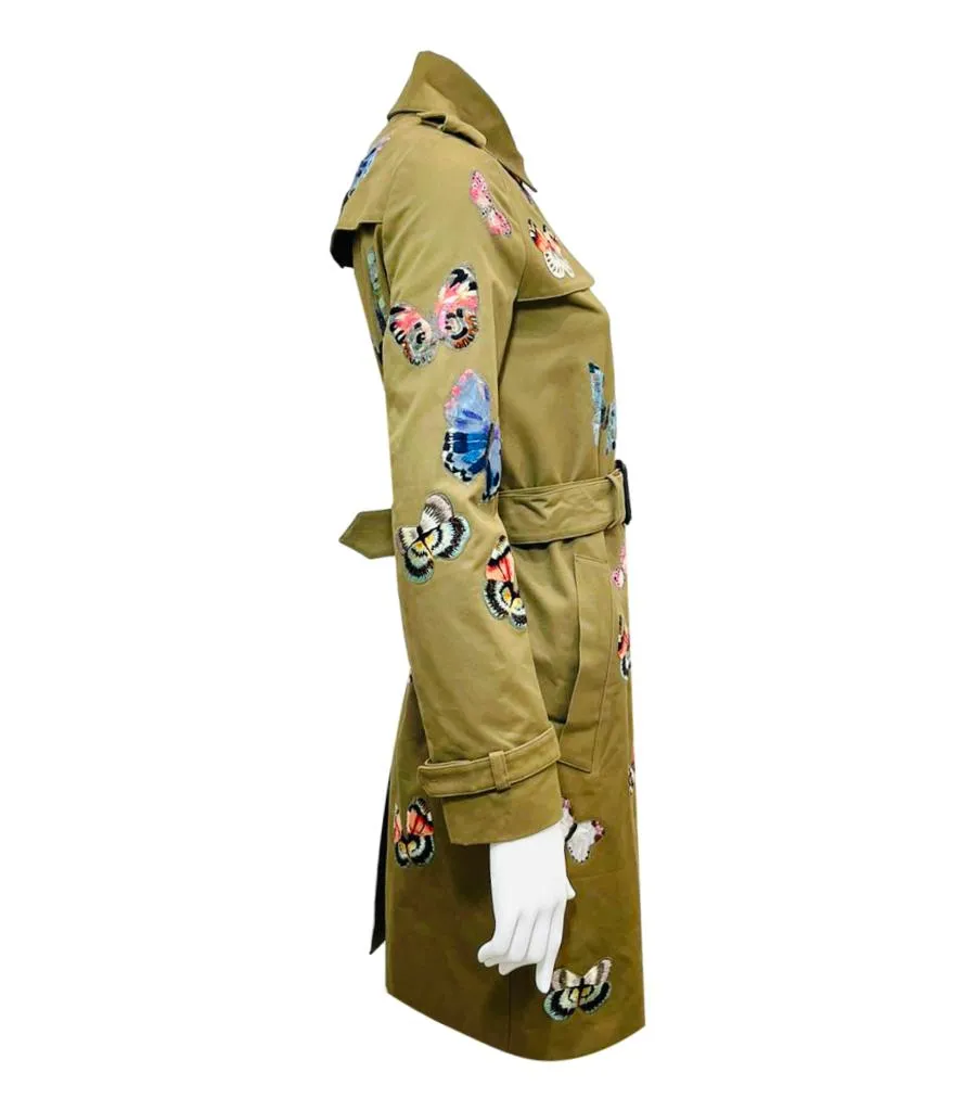 Valentino Embroidered Butterfly Trench Coat. Size 38IT